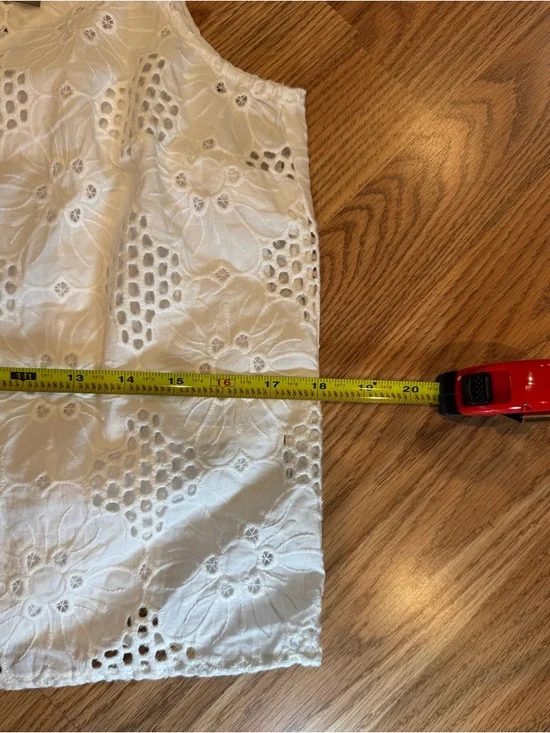 J.CREW White Floral Lace Ruffle High Neck Sleeveless Blouse Women’s XS - Picture 7 of 15